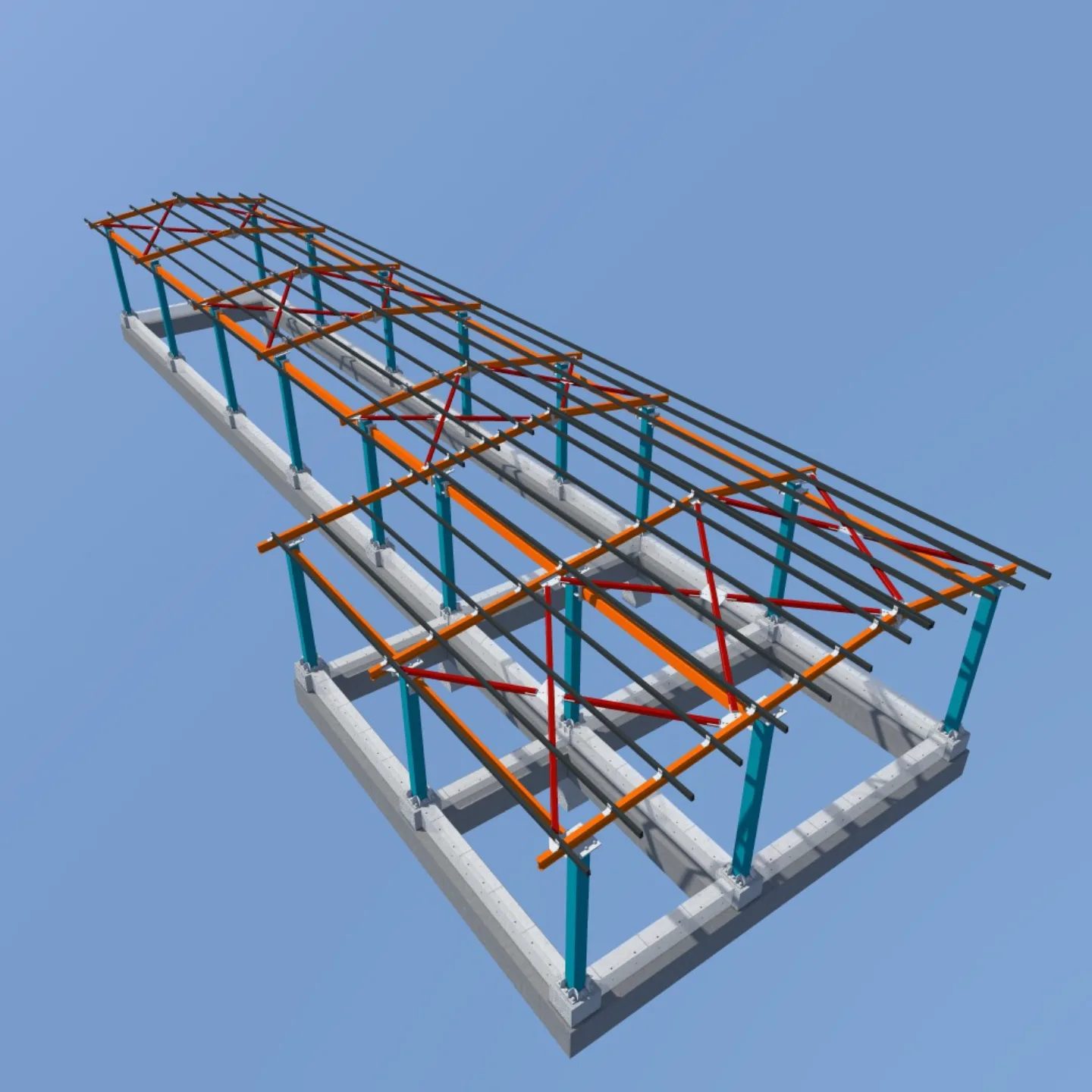 Çameli besihanesinin Tekla 3B çelik modeli